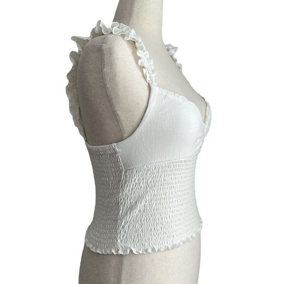 NWT Urban Outfitters Kimchi Blue Sydney Smocked Tank Top White Size XL - Picture 4 of 9